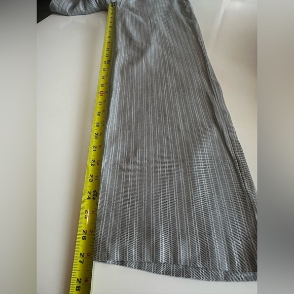 New J. Jill Light Gray Striped Wide - Leg Linen Stretch Pants Size 12 Petite - Picture 11 of 12